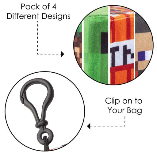 Minecraft gyerek kulcstartó plüss figurával 8cm 