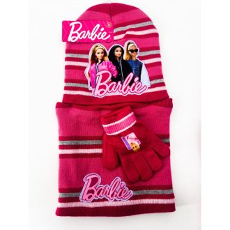 Barbie gyerek kislány kötött szett: sapka, sál, kesztyű
