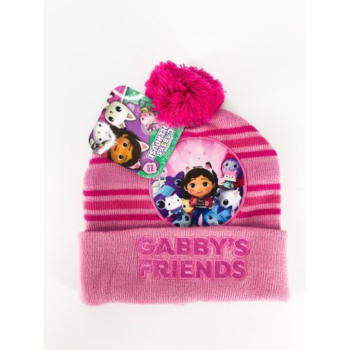 Gabby babaháza gyerek kislány kötött sapka ponponnal