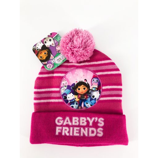 Gabby babaháza gyerek kislány kötött sapka ponponnal