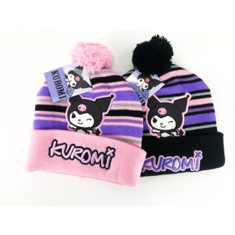 Kuromi gyerek kötött sapka ponponnal 