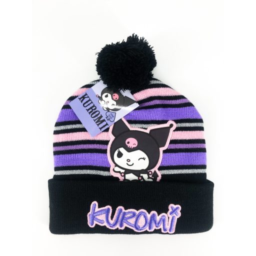 Kuromi gyerek kötött sapka ponponnal 