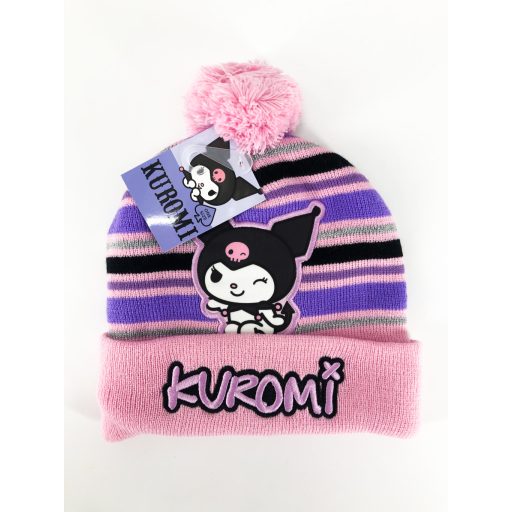 Kuromi gyerek kötött sapka ponponnal 