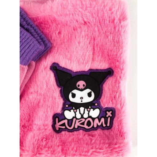 Kuromi gyerek lány kötött szett: sapka, sál, kesztyű