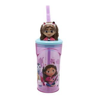 Gabby Babaháza gyerek 3D-s szívószálas pohár 360ml