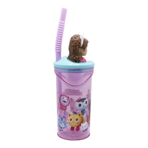 Gabby Babaháza gyerek 3D-s szívószálas pohár 360ml