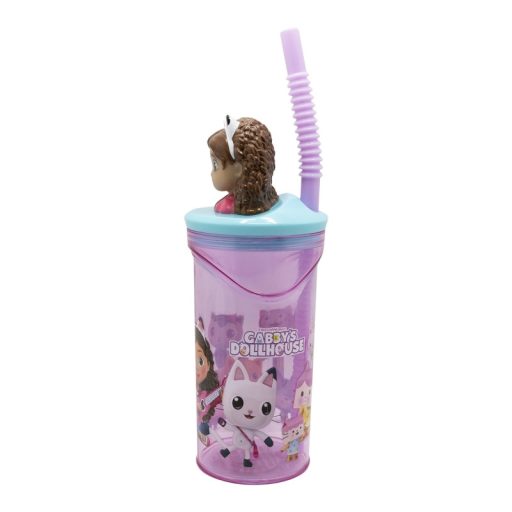 Gabby Babaháza gyerek 3D-s szívószálas pohár 360ml