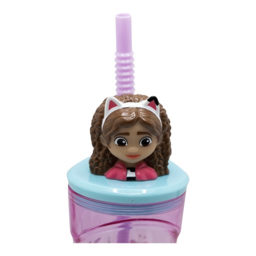 Gabby Babaháza gyerek 3D-s szívószálas pohár 360ml