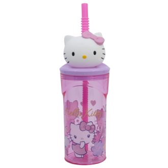 Hello Kitty  gyerek 3D-s szívószálas pohár 360ml