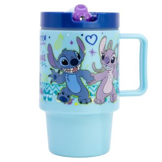 Stitch gyerek műanyag bögre zárható szívószállal