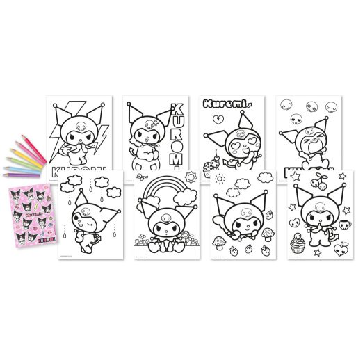 Kuromi gyerek színező szett matricával