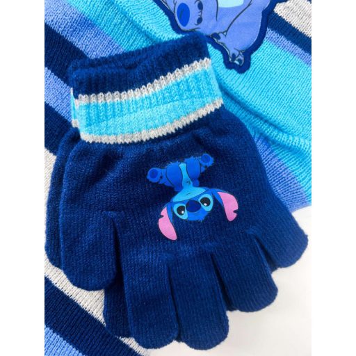 Lilo&Stitch gyerek fiú kötött szett: sapka, sál, kesztyű