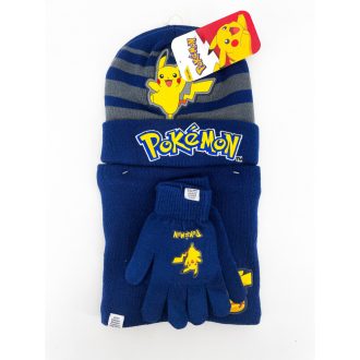 Pokémon  gyerek fiú kötött szett: sapka, sál, kesztyű