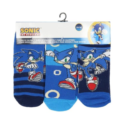 Sonic gyerek fiú zokni 3db-os csomagolásban